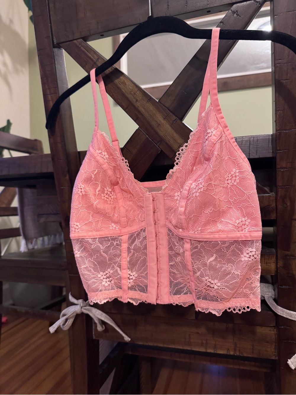 Peach Lace Longline Bralette